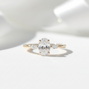 18k Oval Cut Three Stone Diamond Engagement Ring-Black Diamonds New York