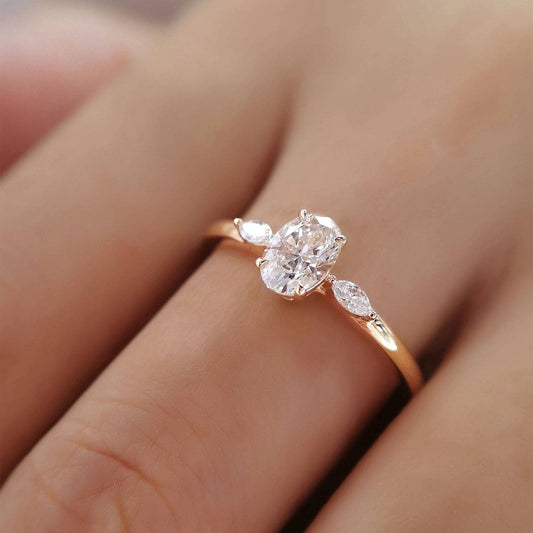 VIP Dream Ring- 14k Oval Cut Three Stone Diamond Engagement Ring-Black Diamonds New York