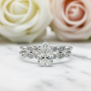 18k Pear Cut Diamond Vintage Design Engagement Ring-Black Diamonds New York