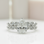 18k Pear Cut Diamond Vintage Design Engagement Ring-Black Diamonds New York