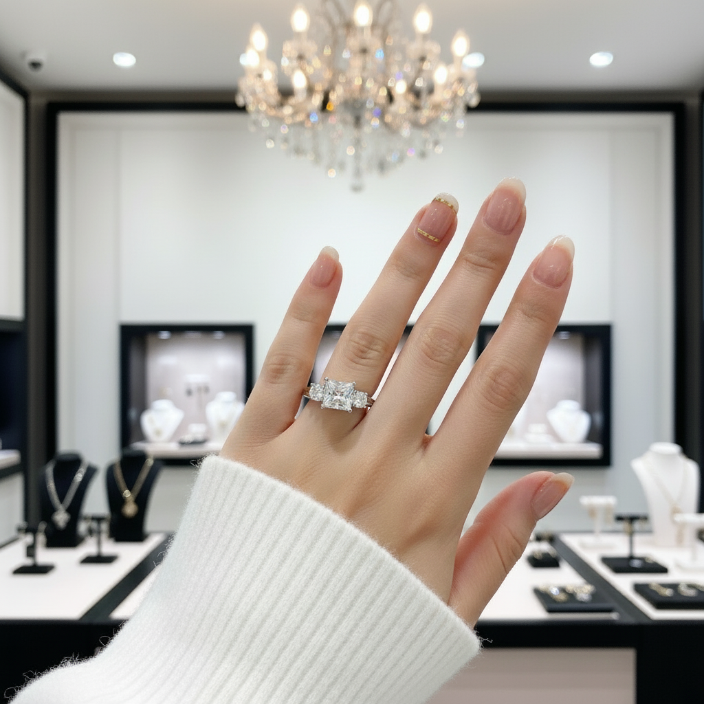 18k Princess Cut Diamond Twist Engagement Ring-Black Diamonds New York