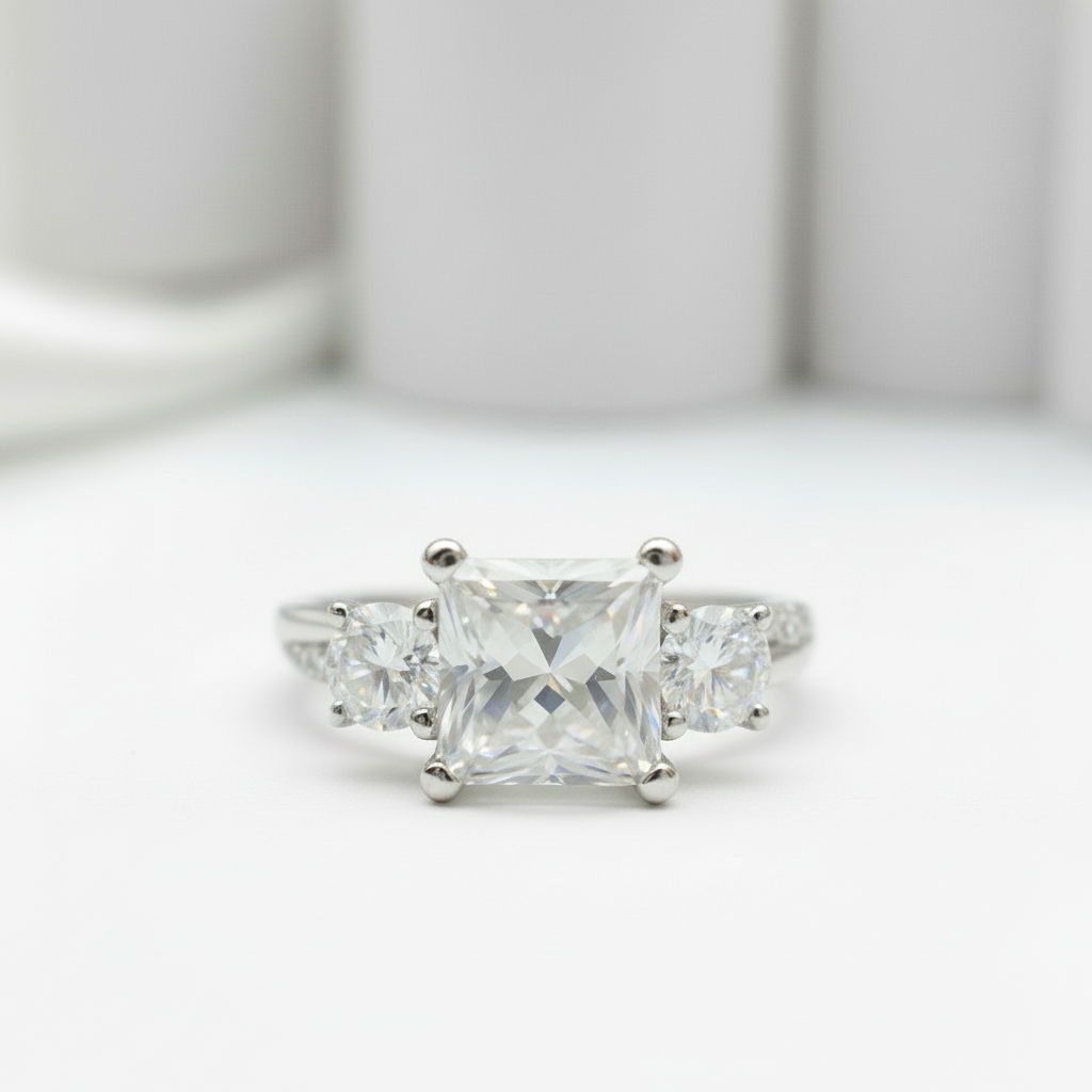 18k Princess Cut Diamond Twist Engagement Ring-Black Diamonds New York