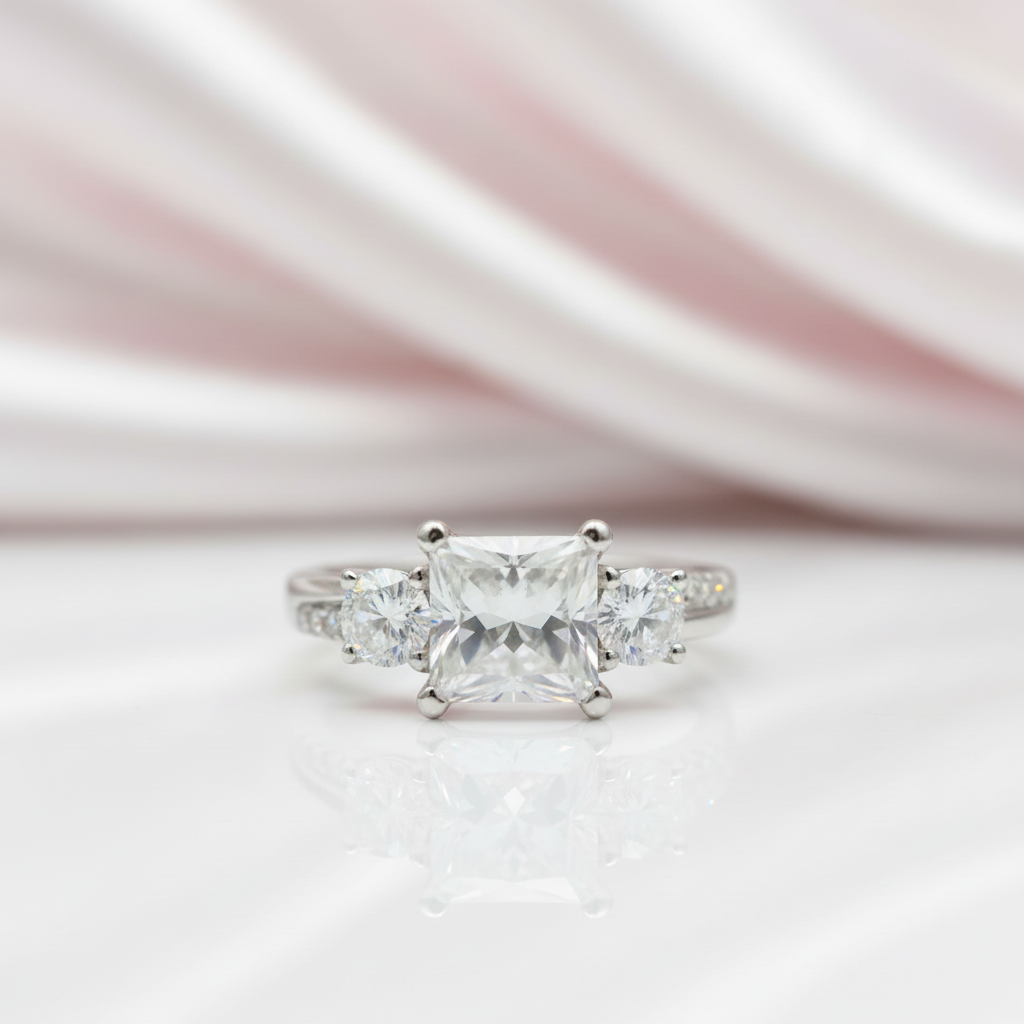 18k Princess Cut Diamond Option Twist Engagement Ring-Black Diamonds New York