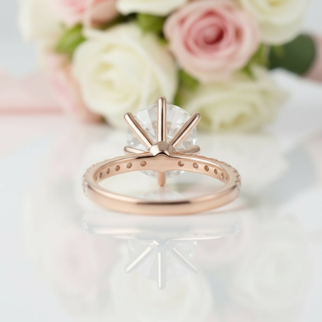 18k Rose Gold 3.0 Ct Round Diamond Engagement Ring-Black Diamonds New York