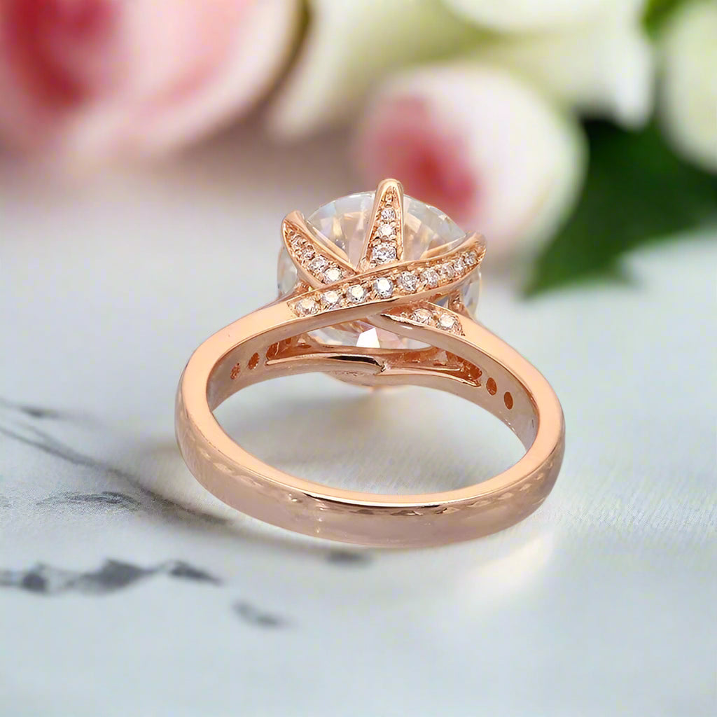 18k Rose Gold 5.0 Ct Round Cut Diamond Engagement Ring-Black Diamonds New York