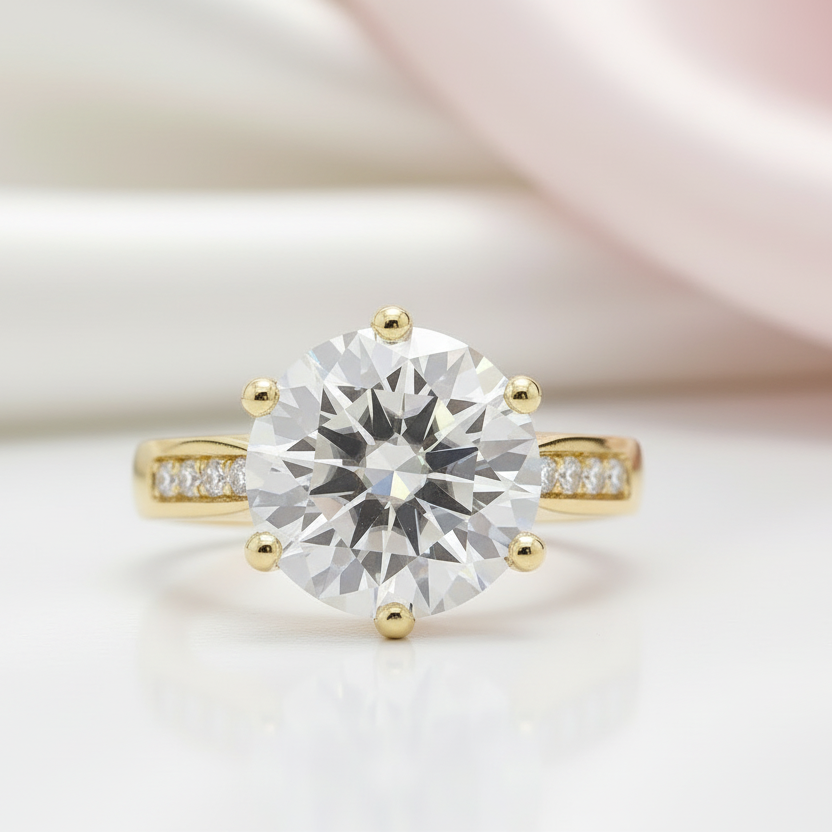 18k Rose Gold 5.0 Ct Round Cut Diamond Engagement Ring