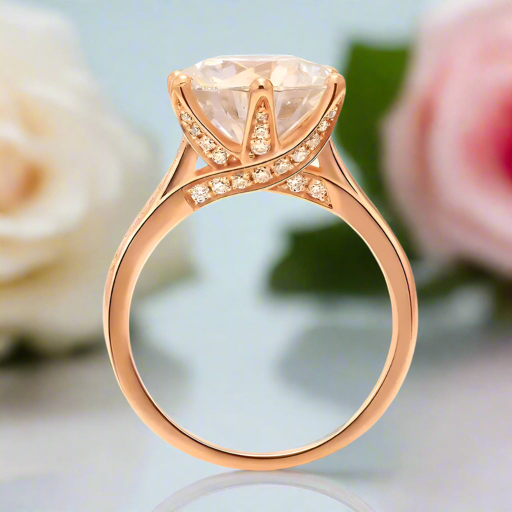 18k Rose Gold 5.0 Ct Round Cut Diamond Engagement Ring-Black Diamonds New York