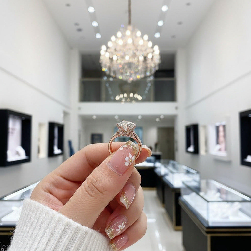 18k Rose Gold 5.0 Ct Round Cut Diamond Engagement Ring-Black Diamonds New York