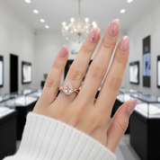 18k Rose Gold 6*8mm Pear Cut Morganite Engagement Ring-Black Diamonds New York