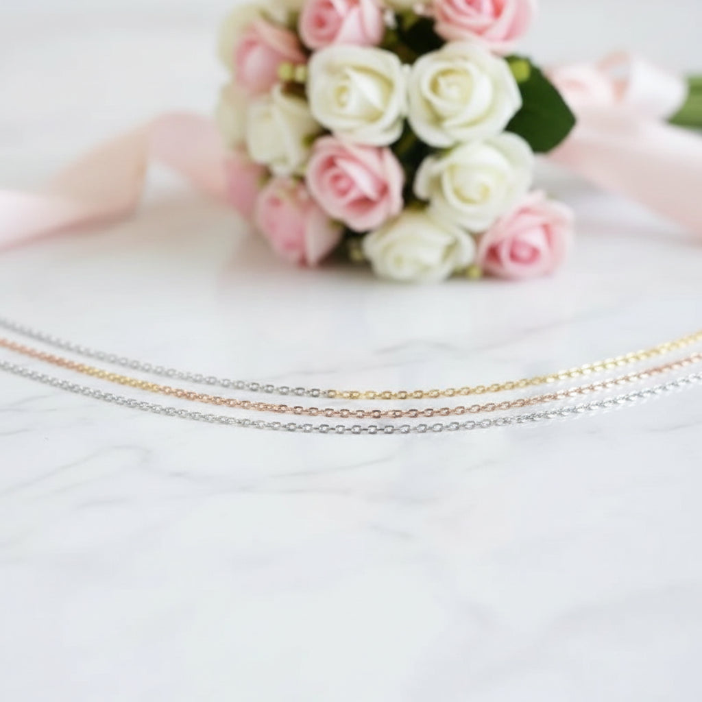 18k Rose Gold Chain Necklace-Black Diamonds New York