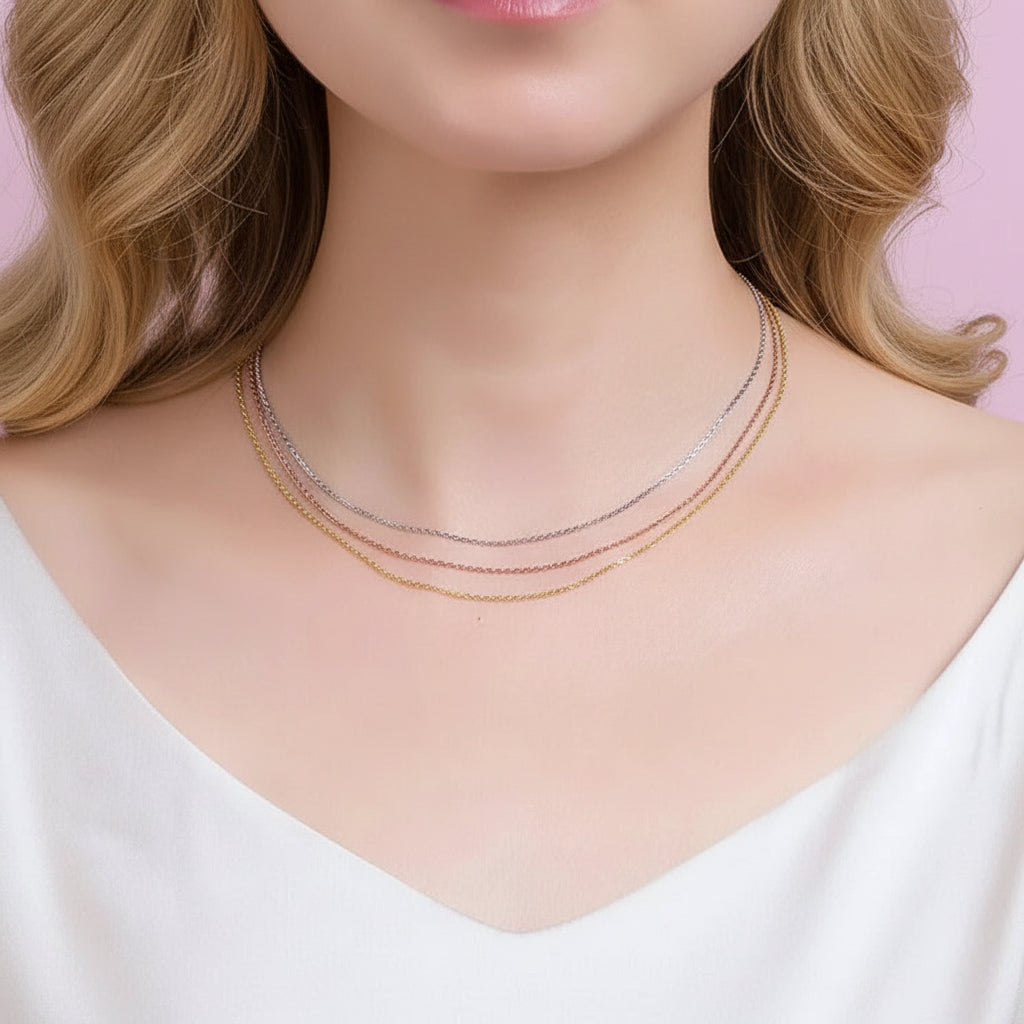 18k Rose Gold Chain Necklace-Black Diamonds New York