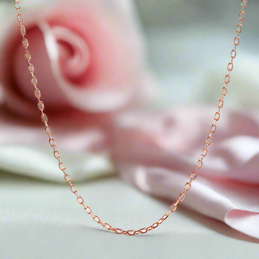 18k Rose Gold Chain Necklace-Black Diamonds New York