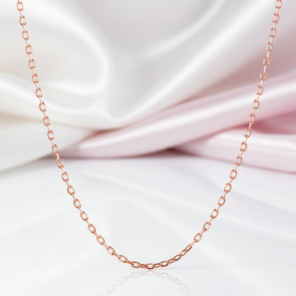 18k Rose Gold Chain Necklace-Black Diamonds New York