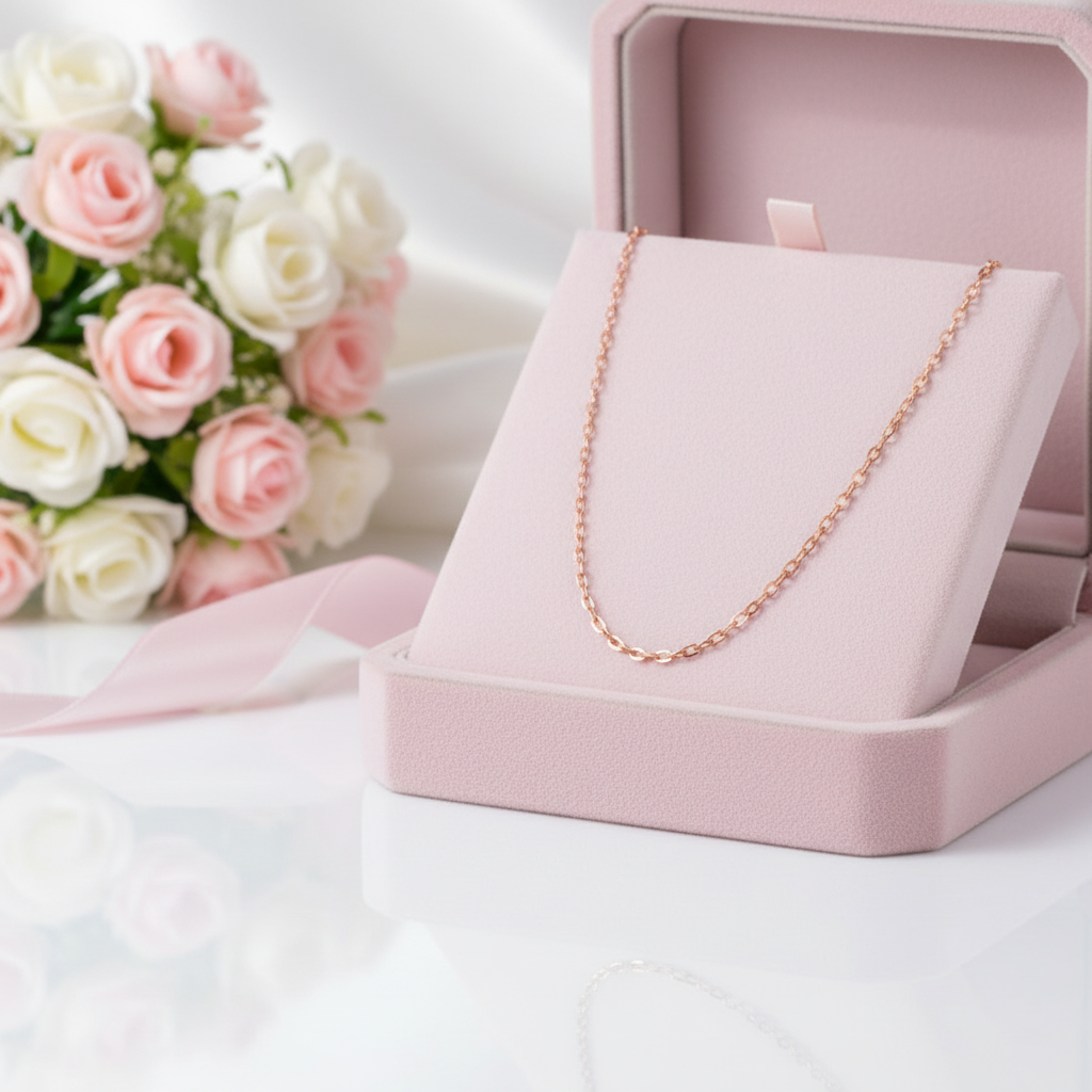 18k Rose Gold Chain Necklace-Black Diamonds New York