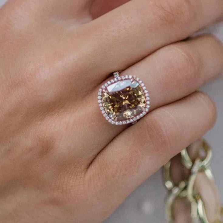18k Rose Gold Cushion Cut Diamond Option Halo Engagement Ring-Black Diamonds New York