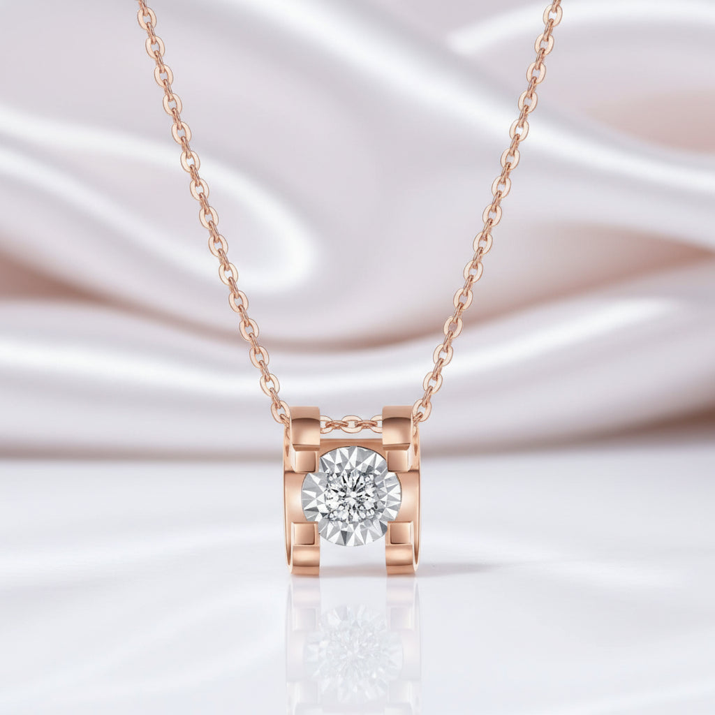 18k Rose Gold Diamond Option Bull Head Pendant Necklace-Black Diamonds New York