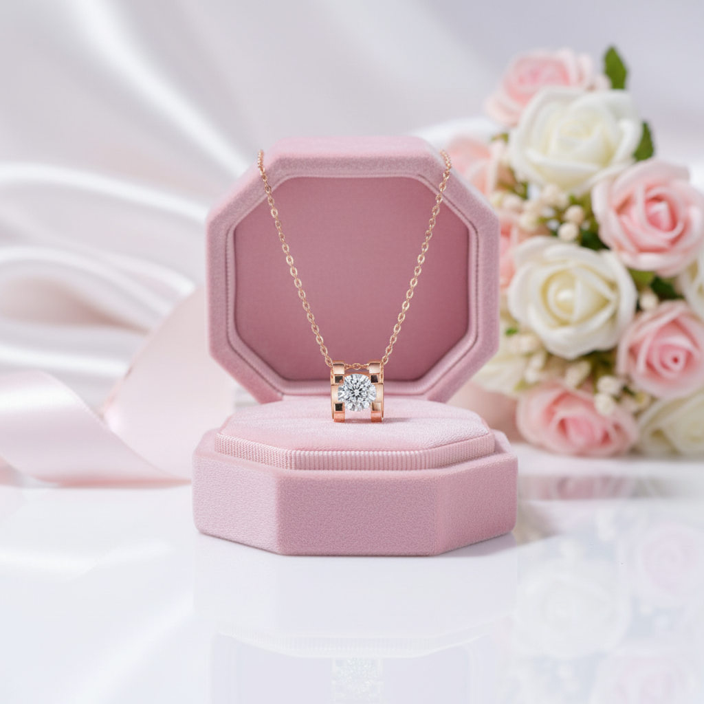 18k Rose Gold Diamond Option Bull Head Pendant Necklace-Black Diamonds New York