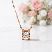 18k Rose Gold Diamond Option Bull Head Pendant Necklace-Black Diamonds New York