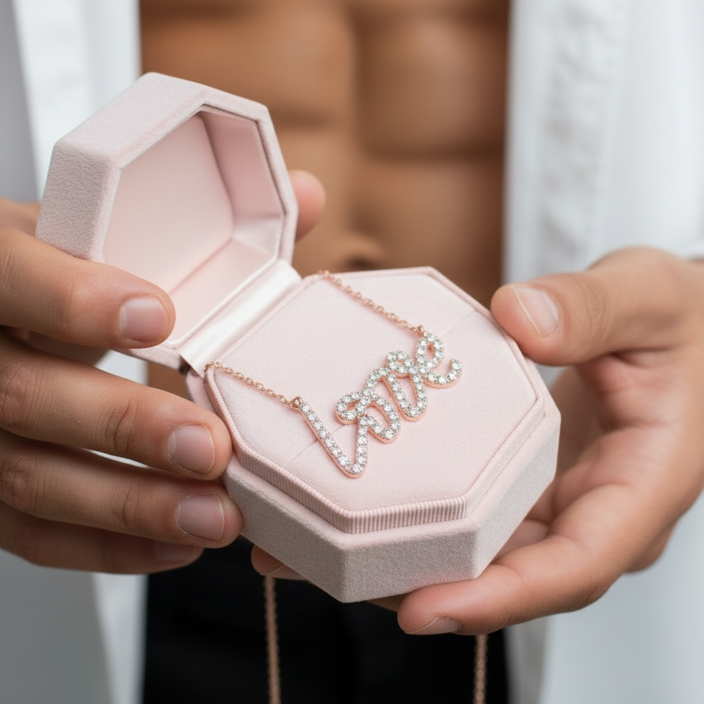 18k Rose Gold Love Diamond Necklace-Black Diamonds New York