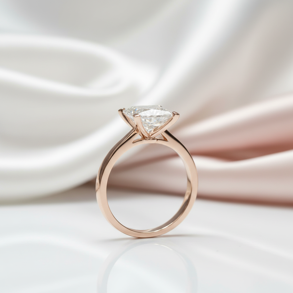 18K Rose Gold Princess Cut 2ct 7*7mm Diamond Option Engagement Ring-Black Diamonds New York