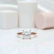 18K Rose Gold Princess Cut 2ct 7*7mm Diamond Engagement Ring-Black Diamonds New York