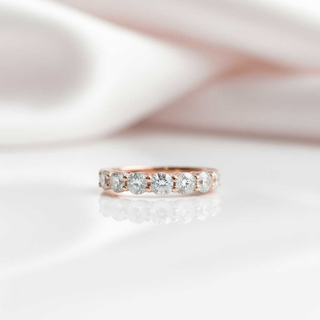 18k Rose Gold Round Cut 0.7 Carat 7 Pcs Diamond Option Band-Black Diamonds New York