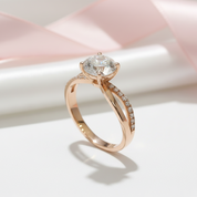 18K Rose Gold Round Cut 1.0 Ct Diamond Solitaire Engagement Ring-Black Diamonds New York