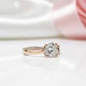 18K Rose Gold Round Cut 1.0 Ct Diamond Solitaire Engagement Ring-Black Diamonds New York