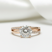 18K Rose Gold Round Cut 1.0 Ct Diamond Solitaire Engagement Ring-Black Diamonds New York