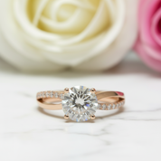 18K Rose Gold Round Cut 1.0 Ct Diamond Solitaire Engagement Ring-Black Diamonds New York