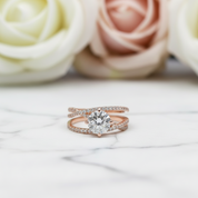 18K Rose Gold Round Cut 1ct Diamond Forever Love Engagement Ring-Black Diamonds New York