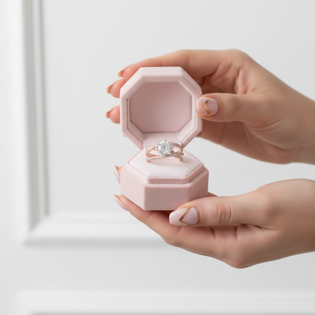 18K Rose Gold Round Cut 1ct Diamond Option Forever Love Engagement Ring-Black Diamonds New York