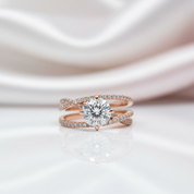 18K Rose Gold Round Cut 1ct Diamond Option Forever Love Engagement Ring-Black Diamonds New York