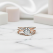 18K Rose Gold Round Cut 1ct Diamond Forever Love Engagement Ring-Black Diamonds New York