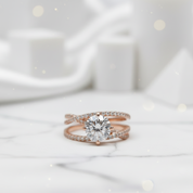 18K Rose Gold Round Cut 1ct Diamond Forever Love Engagement Ring-Black Diamonds New York