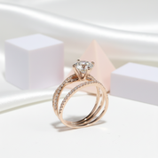 18K Rose Gold Round Cut 1ct Diamond Forever Love Engagement Ring-Black Diamonds New York