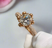 18K Rose Gold Round Cut 1ct Diamond Ice Snowflake Engagement Ring-Black Diamonds New York