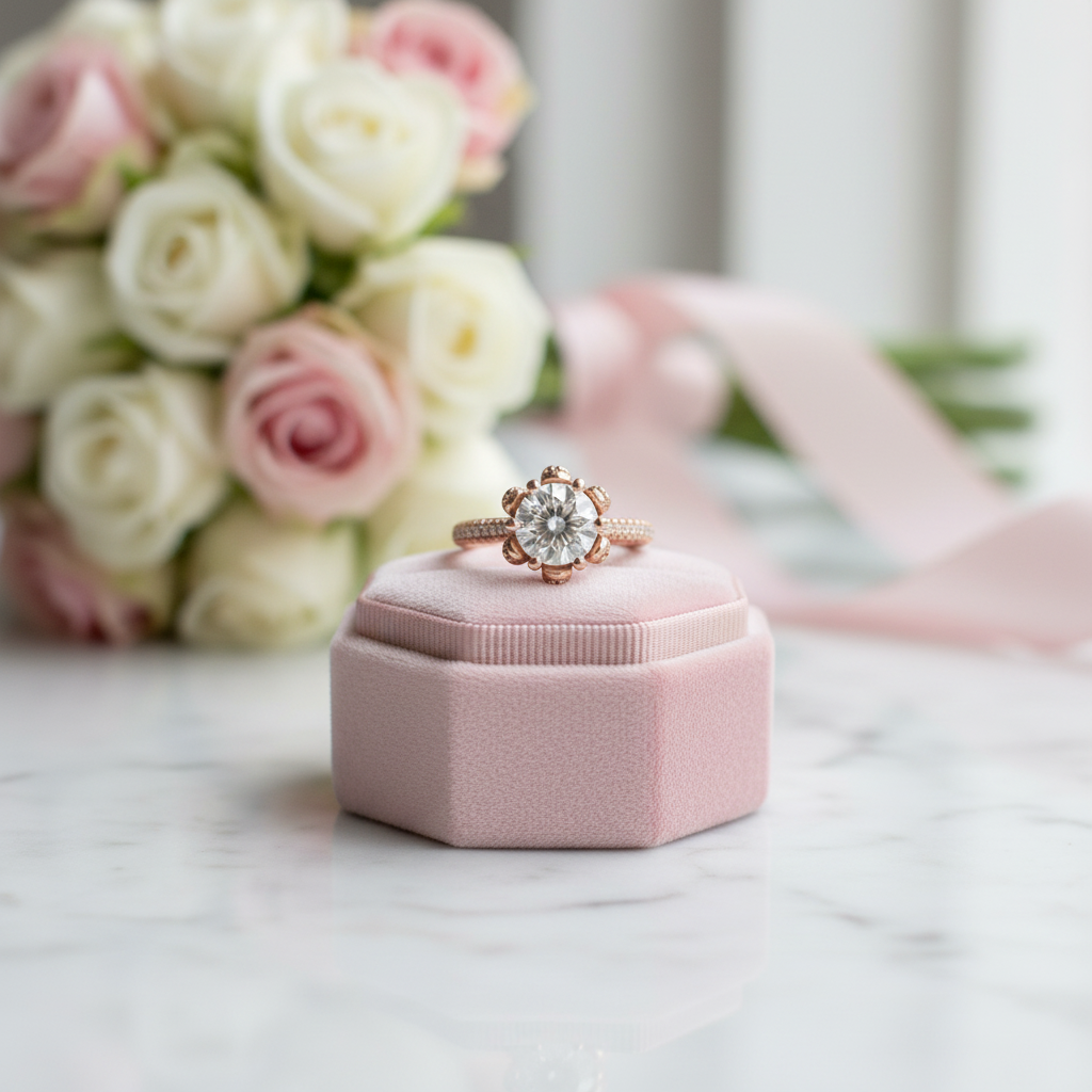 18K Rose Gold Round Cut 1ct Diamond Option Ice Snowflake Engagement Ring-Black Diamonds New York