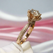 18K Rose Gold Round Cut 1ct Diamond Ice Snowflake Engagement Ring-Black Diamonds New York