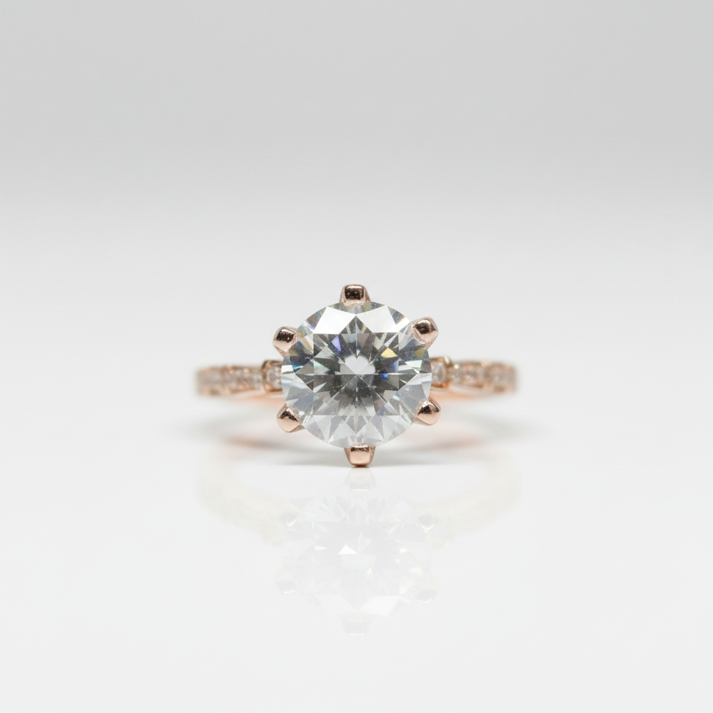 18K Rose Gold Round Cut 2 Carat Diamond Option Engagement Ring-Black Diamonds New York