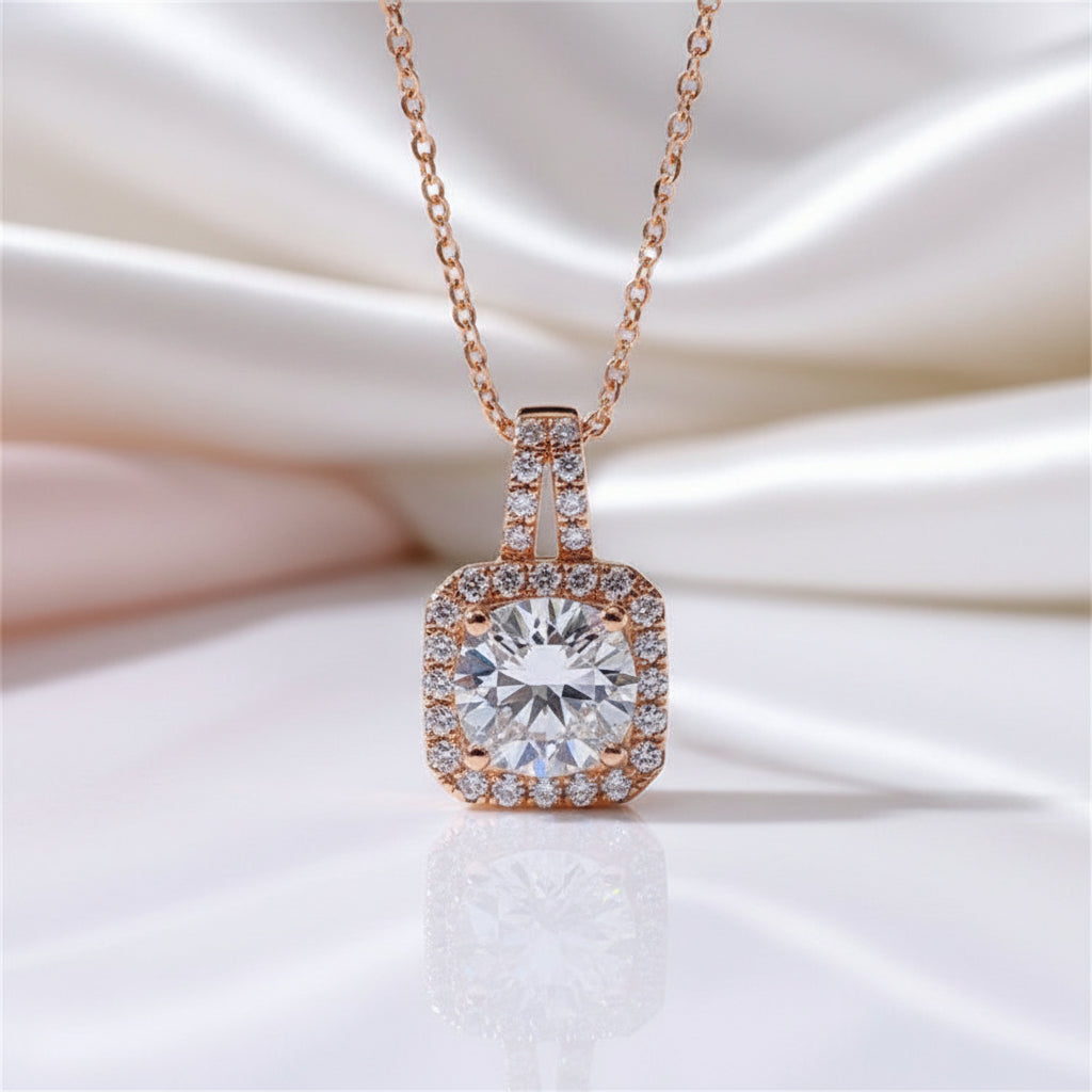 18k Rose Gold Round Diamond Option Necklace-Black Diamonds New York