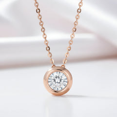 18k Rose Gold Round Diamond Option Pendant Necklace