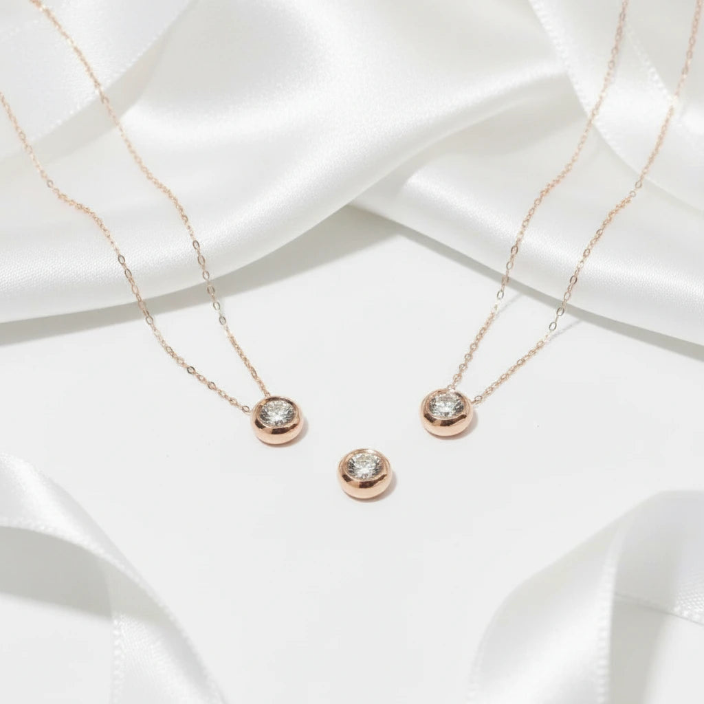 18k Rose Gold Round Diamond Pendant Necklace-Black Diamonds New York