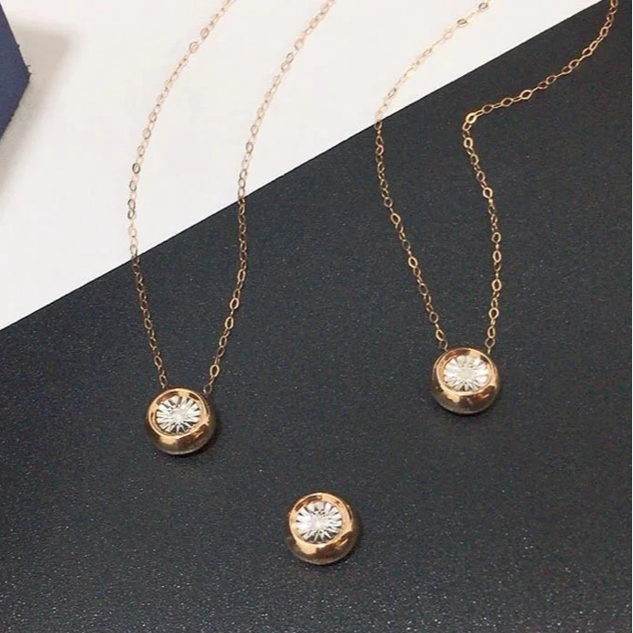 18k Rose Gold Round Diamond Pendant Necklace-Black Diamonds New York