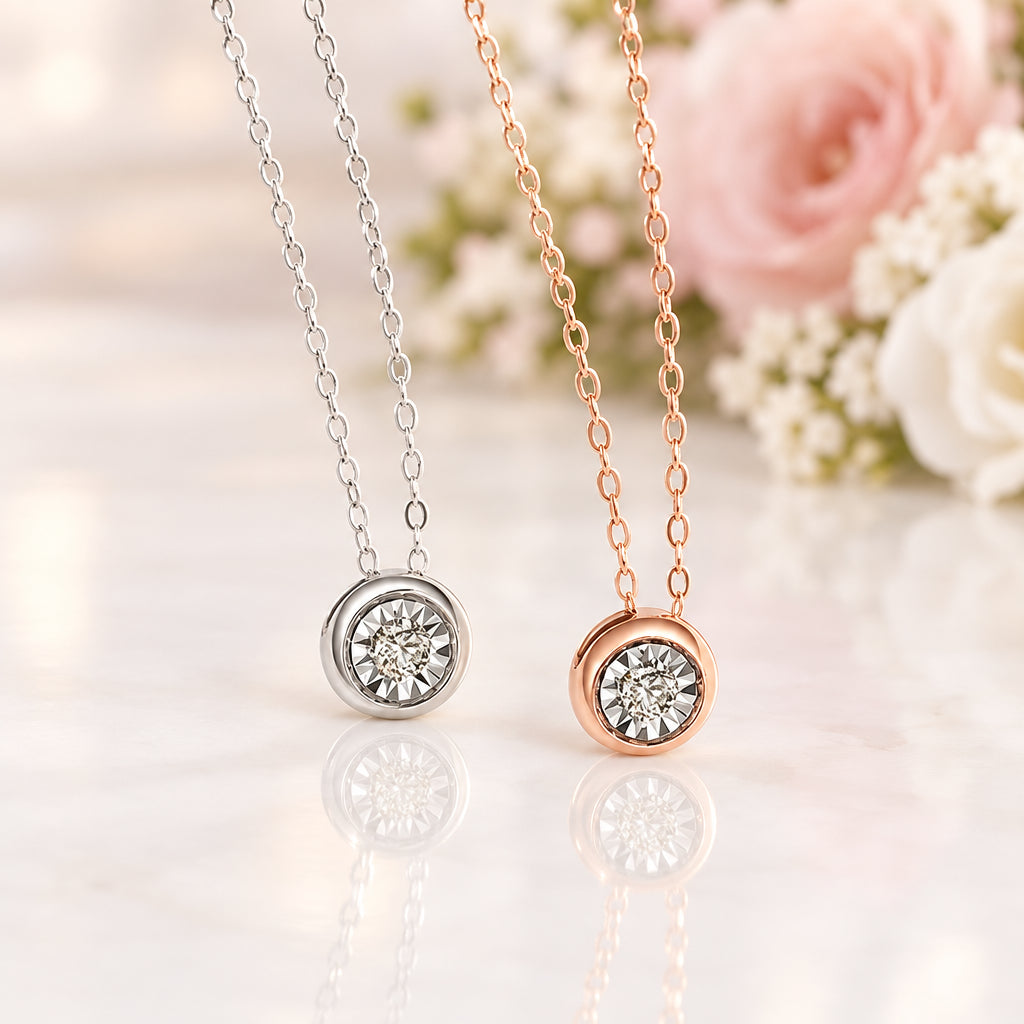 18k Rose Gold Round Diamond Option Pendant Necklace-Black Diamonds New York