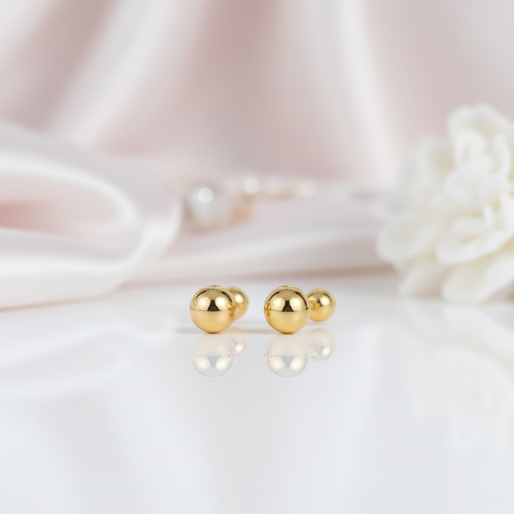 18K Rose Gold Screw Stud Earrings-Black Diamonds New York