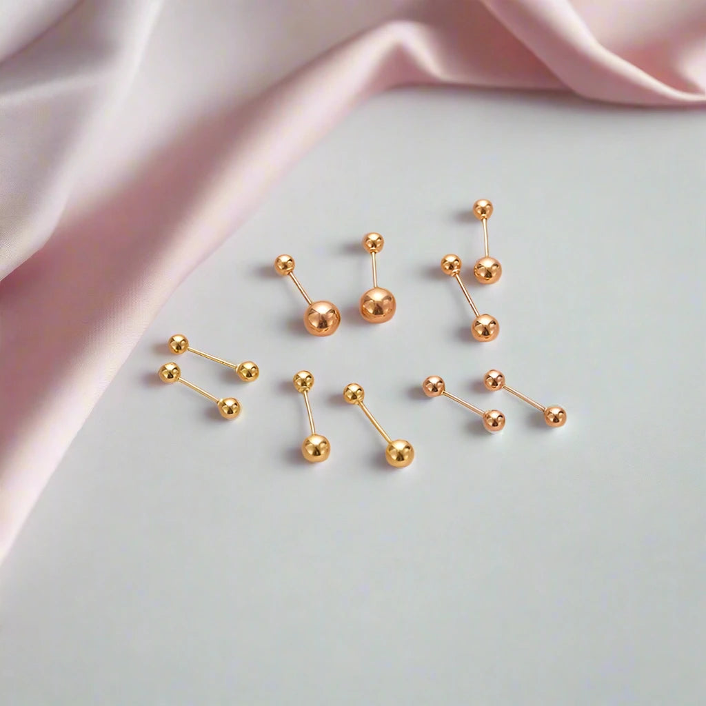 18K Rose Gold Screw Stud Earrings-Black Diamonds New York