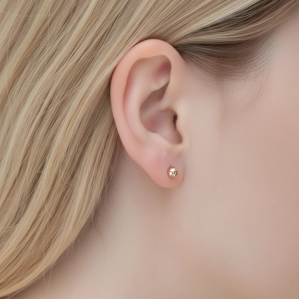 18K Rose Gold Screw Stud Earrings-Black Diamonds New York