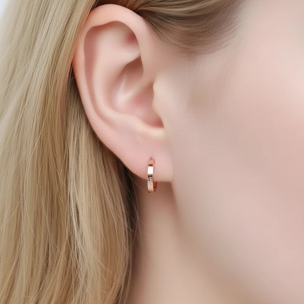 18k Rose Gold Simple Clip Clasp Earrings-Black Diamonds New York