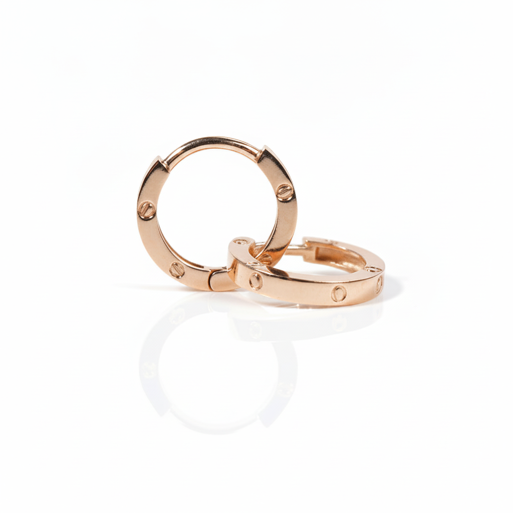 18k Rose Gold Simple Clip Clasp Earrings-Black Diamonds New York